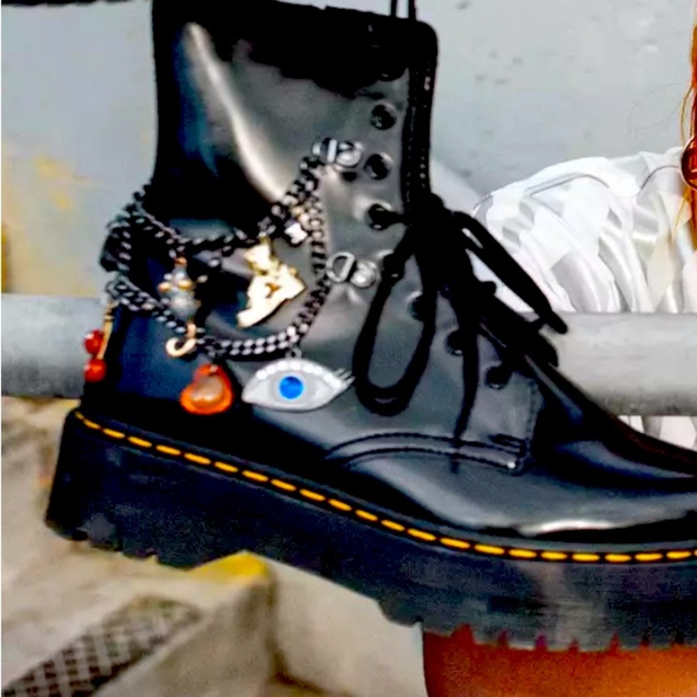 NWT Marc Jacobs, X Dr Martens patent leather charm boot. Jadon